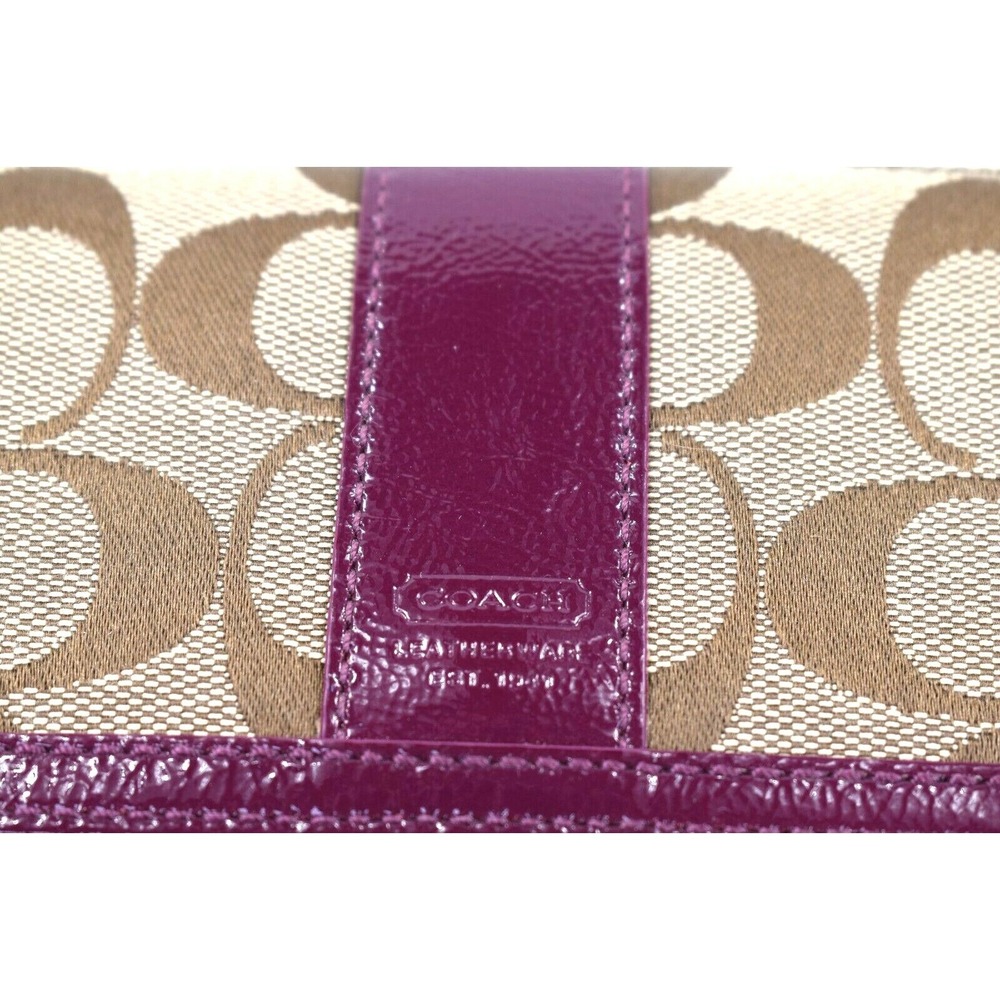 Coach Signature Collection Wallet Brown Purple Woven Jacquard Leather NWT - Picture 2 of 11